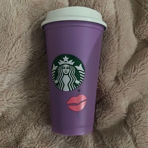 Starbucks Purple Color Changing Red Lip Reusable 2021 Valentine Cup